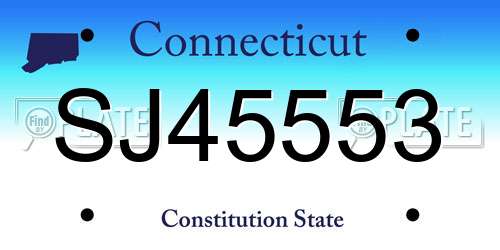 SJ45553 Connecticut License Plate