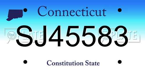 SJ45583 Connecticut License Plate