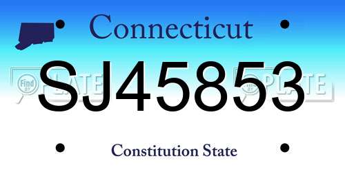 SJ45853 Connecticut License Plate