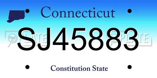 SJ45883 Connecticut License Plate
