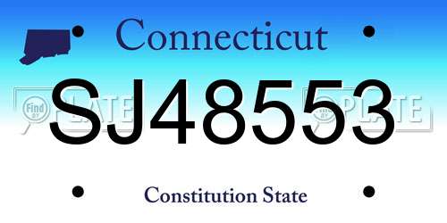 SJ48553 Connecticut License Plate