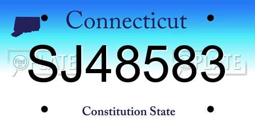 SJ48583 Connecticut License Plate
