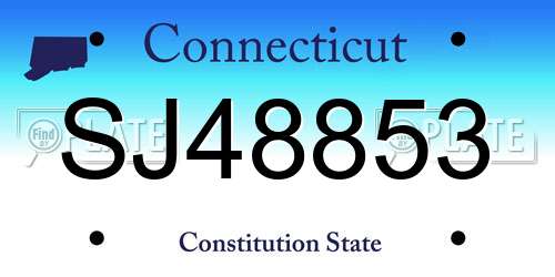 SJ48853 Connecticut License Plate