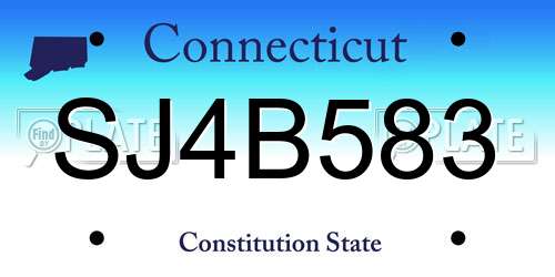 SJ4B583 Connecticut License Plate