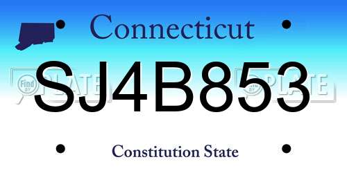 SJ4B853 Connecticut License Plate