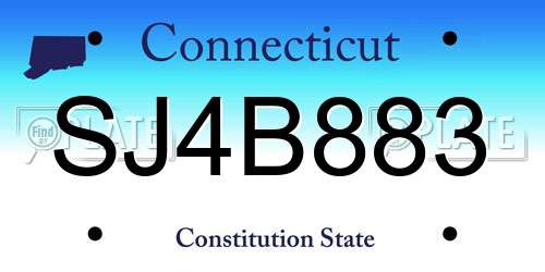 SJ4B883 Connecticut License Plate