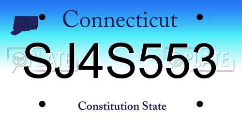 SJ4S553 Connecticut License Plate