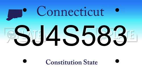 SJ4S583 Connecticut License Plate