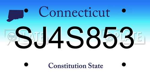 SJ4S853 Connecticut License Plate