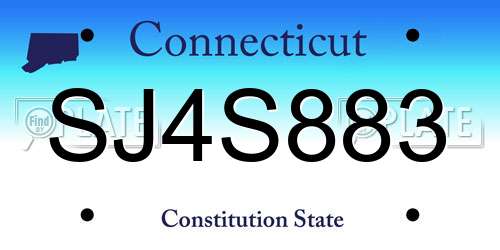 SJ4S883 Connecticut License Plate