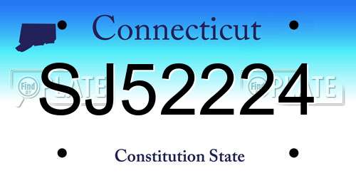 SJ52224 Connecticut License Plate