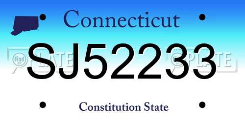 SJ52233 Connecticut License Plate