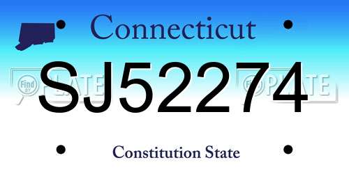 SJ52274 Connecticut License Plate