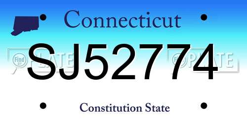 SJ52774 Connecticut License Plate