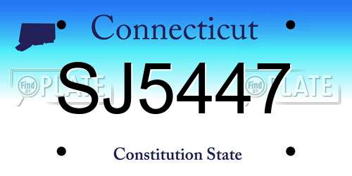 SJ5447 Connecticut License Plate