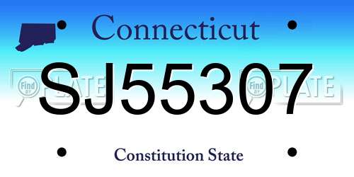 SJ55307 Connecticut License Plate