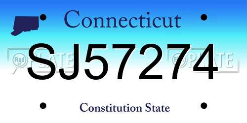 SJ57274 Connecticut License Plate