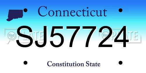 SJ57724 Connecticut License Plate