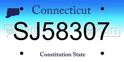 SJ58307 Connecticut License Plate