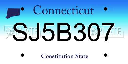SJ5B307 Connecticut License Plate