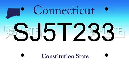 SJ5T233 Connecticut License Plate
