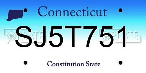 SJ5T751 Connecticut License Plate