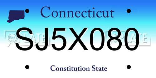 SJ5X080 Connecticut License Plate