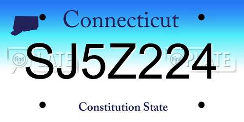 SJ5Z224 Connecticut License Plate