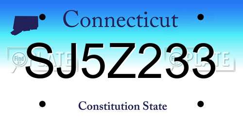 SJ5Z233 Connecticut License Plate