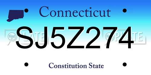 SJ5Z274 Connecticut License Plate