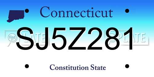 SJ5Z281 Connecticut License Plate
