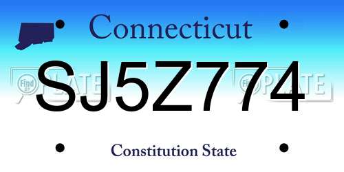 SJ5Z774 Connecticut License Plate