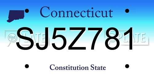 SJ5Z781 Connecticut License Plate