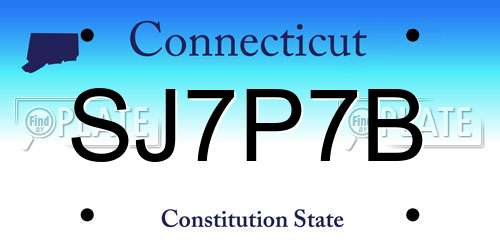 SJ7P7B Connecticut License Plate