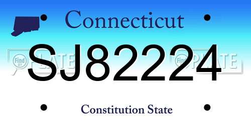 SJ82224 Connecticut License Plate