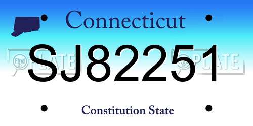 SJ82251 Connecticut License Plate
