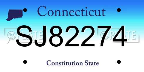 SJ82274 Connecticut License Plate