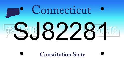 SJ82281 Connecticut License Plate
