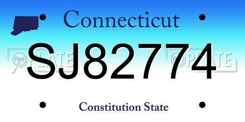 SJ82774 Connecticut License Plate