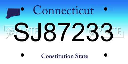 SJ87233 Connecticut License Plate