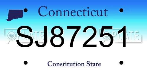 SJ87251 Connecticut License Plate