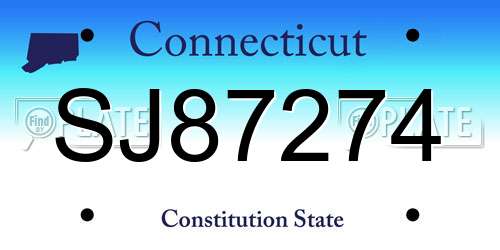 SJ87274 Connecticut License Plate