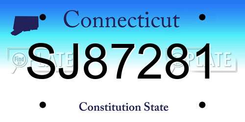 SJ87281 Connecticut License Plate