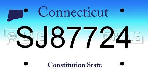 SJ87724 Connecticut License Plate