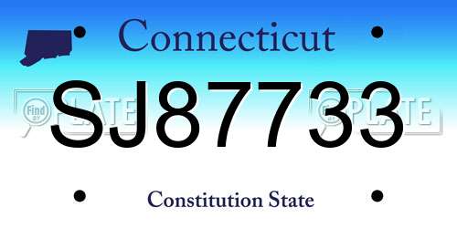 SJ87733 Connecticut License Plate