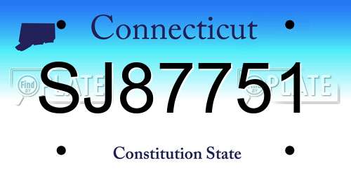 SJ87751 Connecticut License Plate