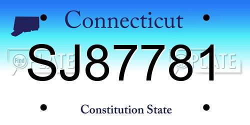 SJ87781 Connecticut License Plate
