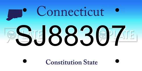 SJ88307 Connecticut License Plate