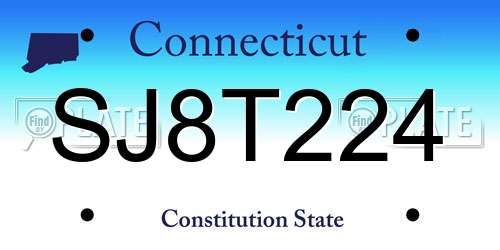 SJ8T224 Connecticut License Plate