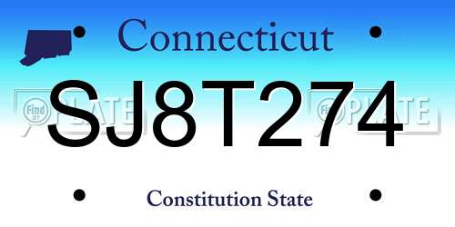 SJ8T274 Connecticut License Plate
